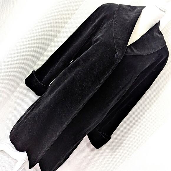 PRESTON & YORK! LUXE, ELEGANT BLACK VELVET, 100% COTTON CLOAK, JACKET! SZ S - Picture 1 of 11